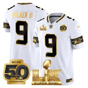 Walker III #9 Seattle Seahawks Super Bowl LX Gold Patch Game Jersey - All Stitched