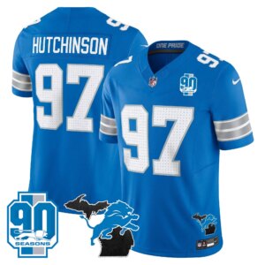 Hutchinson #97 Detroit Lion 2025 Michigan & 90th Year Patch Vapor Jersey - All Stitched