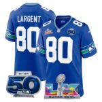 Steve Largent #80 Seattle Seahawks Super Bowl LX Patch Game Jersey - All Stitched