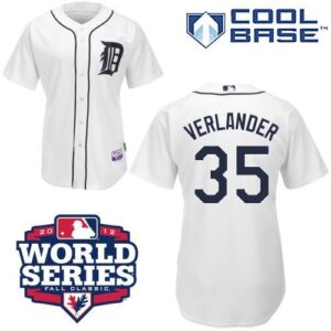 Detroit Tigers #35 Justin Verlander White Cool Base w/2012 World Series Patch Stitched Jersey