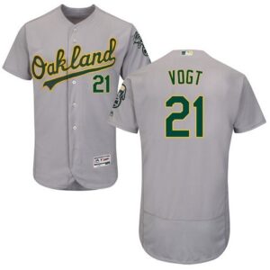 Oakland Athletics #21 Stephen Vogt Grey Flexbase Collection Stitched Jersey