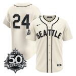 Ken Griffey Jr. #24 Seattle Mariners 50th Anniversary Steelheads Sunday Night Jersey - Cream