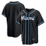 Team Miami Marlins Fashion Replica Black Out Jersey