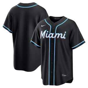 Team Miami Marlins Fashion Replica Black Out Jersey