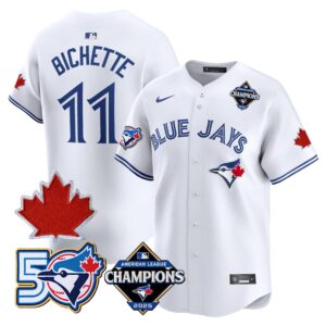 Bo Bichette #11 Toronto Blue Jays 50th Red Maple Leaf Patch World Series Limited Jersey Stitched - White