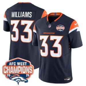 Javonte Williams #33 Denver Broncos DEN AFC West Champions Patch Vapor Limited Jersey V2 - All Stitched