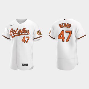 Men's Baltimore Orioles #47 John Means White Home Flex Base Jersey