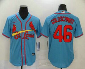 Men's St. Louis Cardinals #46 Paul Goldschmidt Light Blue Stitched Cool Base  Jersey