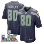 Steve Largent #80 Seattle Seahawks Super Bowl LX Patch College Navy Team Game Jersey