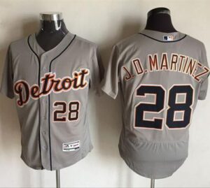 Detroit Tigers #28 J. D. Martinez Grey Flexbase Collection Stitched Jersey