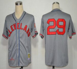 Mitchell And Ness 1948 Cleveland Indians #29 Satchel Paige Grey Stitched Jersey