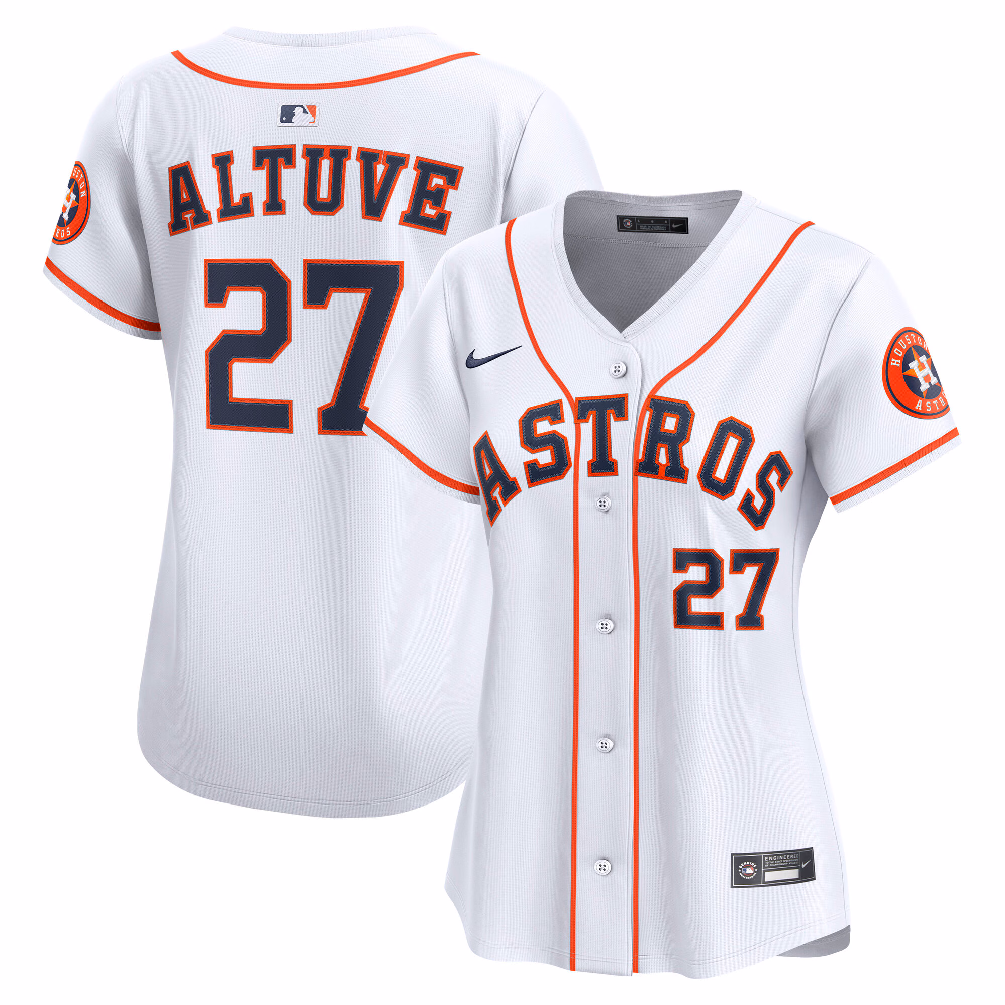 Women's Houston Astros Jose Altuve #27 White Home Limited Player Jersey