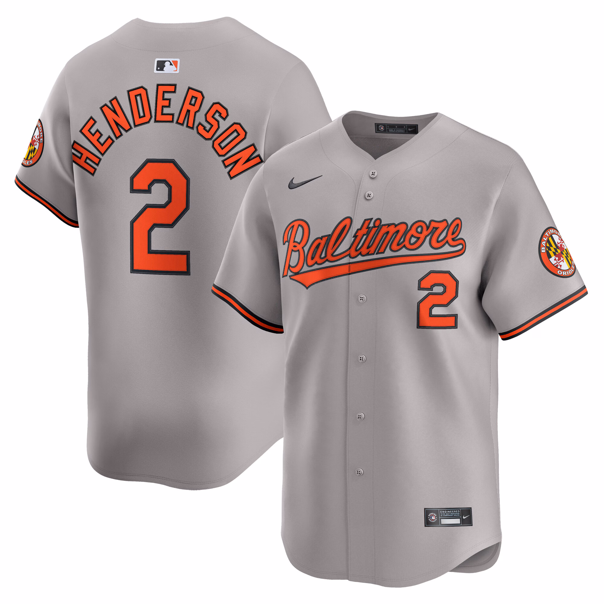 Baltimore Orioles Gunnar Henderson #2 Gray Road Limited Player Jersey