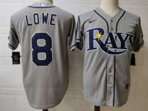 Men's Tampa Bay Rays #8 Brandon Lowe Grey Stitched Cool Base  Jersey