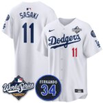 Rōki Sasaki #11 Los Angeles Dodgers 2025 World Series Home Limited Player Jersey - White