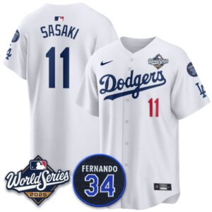 Rōki Sasaki #11 Los Angeles Dodgers 2025 World Series Home Limited Player Jersey - White