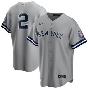 Men's  New York Yankees A#2 Derek Jeter Gray 2020 Hall of Fame Induction Jersey