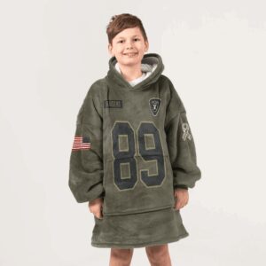Kid B.B 89 Las Vegas Football Blanket Hoodie – Olive Salute to Service