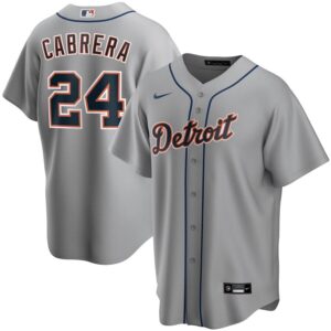 Men's  Detroit Tigers #24 Miguel Cabrera Gray Road 2020 Jersey