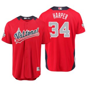 Men's 2018 All Star #34 Bryce Harper Scarlet Home Run Derby National League Cool Base Jersey