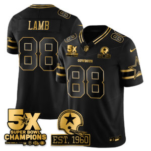CeeDee Lamb #88 Dallas Cowboys Time Champions Patch Vapor Limited Gold Jersey - All Stitched