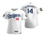 Men's Los Angeles Dodgers #14 Enrique Hernandez White 2020 World Series Flex Base  Jersey