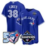 Nathan Lukes #38 Toronto Blue Jays 50th American League Champions Jersey Stitched Royal