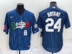 Men's  Los Angeles Dodgers #24 Kobe Bryant Blue Mexico World Series Throwback Stitched Cool Base Jersey