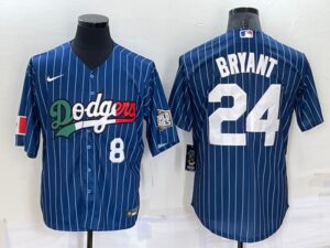 Men's  Los Angeles Dodgers #24 Kobe Bryant Blue Mexico World Series Throwback Stitched Cool Base Jersey