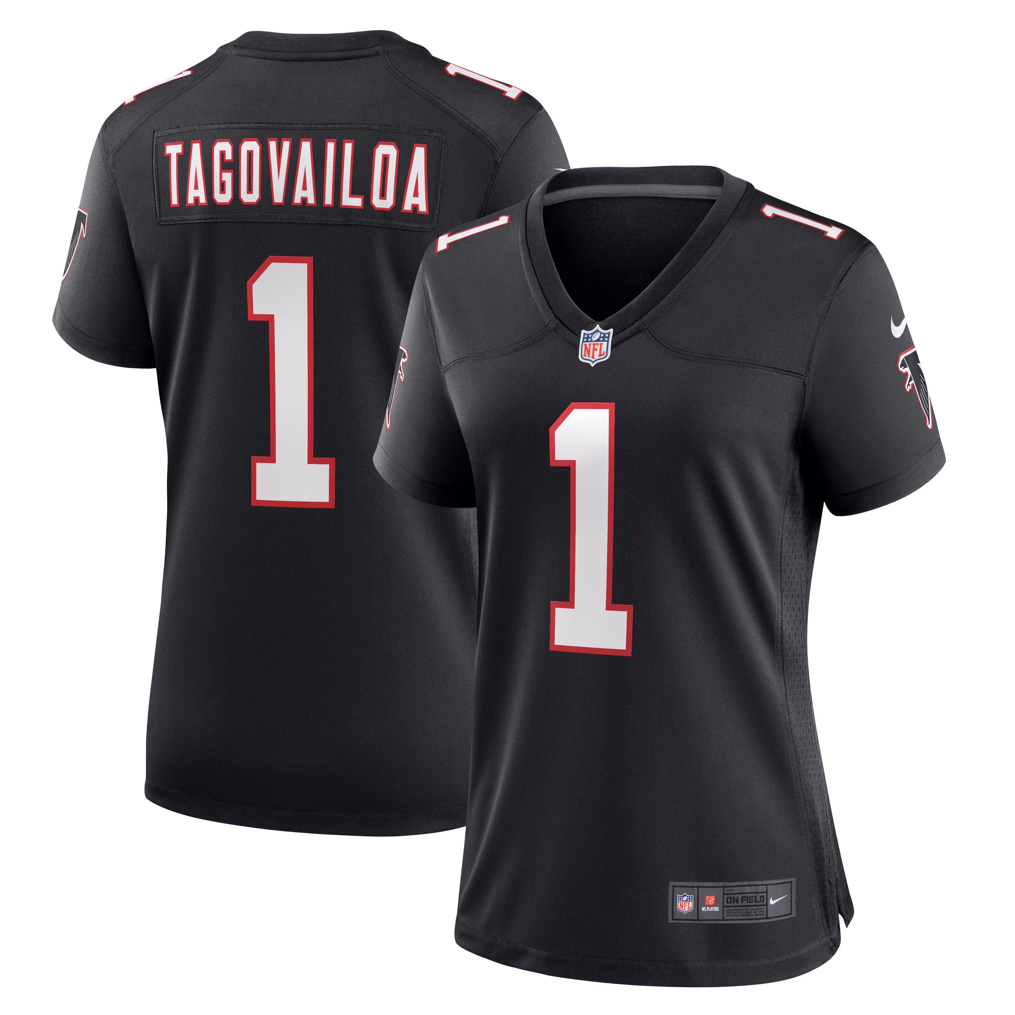 Women's Atlanta Falcons Tua Tagovailoa #1 Black Alternate Game Jersey