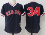 Mitchell And Ness Boston Red Sox #34 David Ortiz Dark Blue Throwback Stitched Jersey