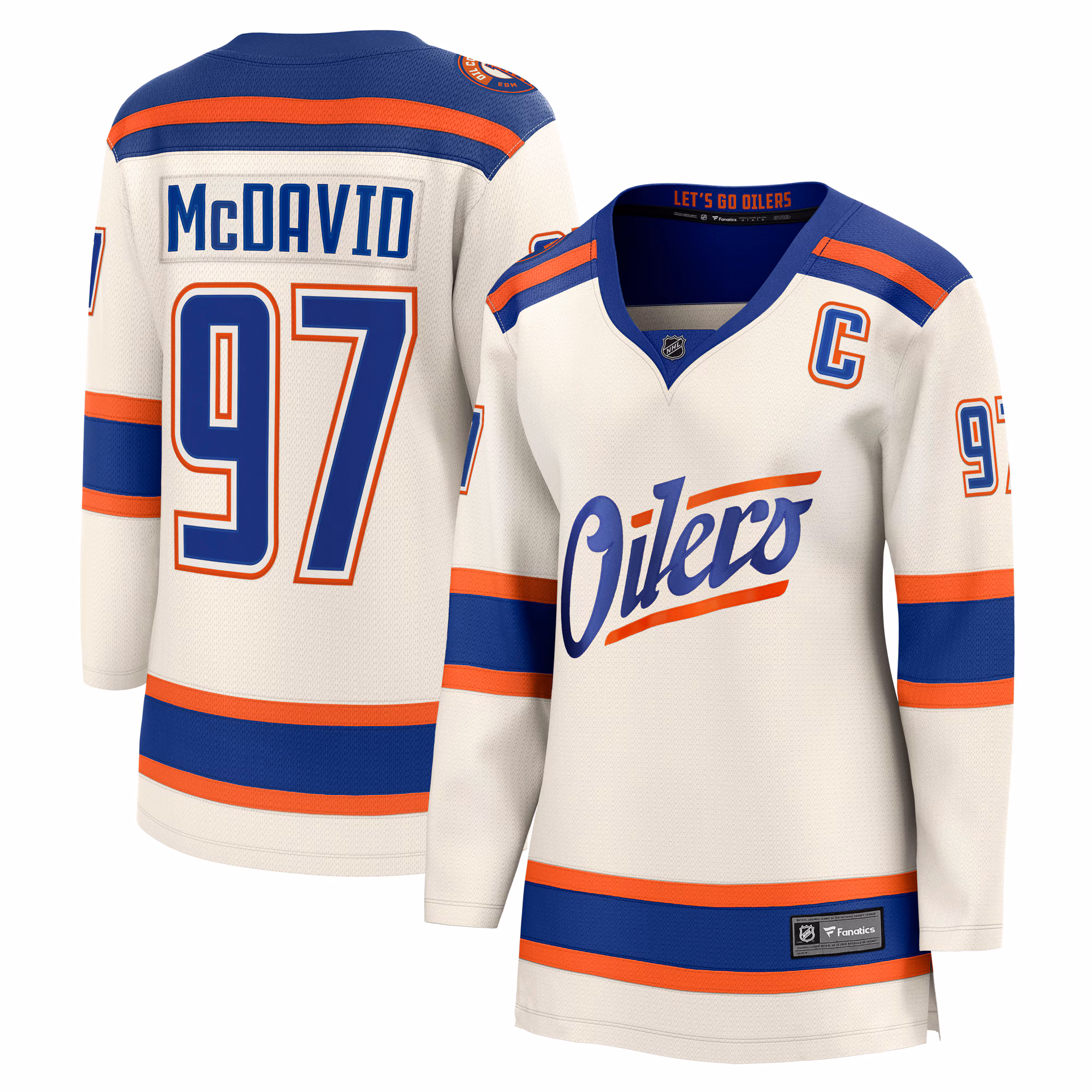 Women's Edmonton Oilers Connor McDavid #97 Fanatics Light Beige Alternate Breakaway Jersey