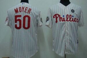 Philadelphia Phillies #50 Jamie Moyer Stitched White Red Strip Jersey