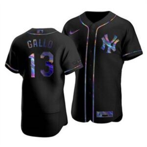 Men's New York Yankees #13 Joey Gallo  Iridescent Holographic Collection Flex Base Jersey - Black