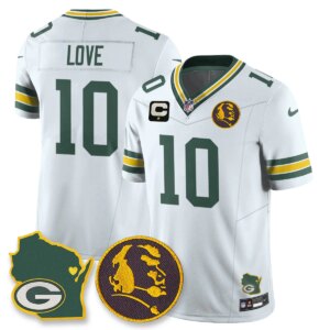 Jordan Love #10 Green Bay Packers GB Vapor Limited Jersey - John Madden Patch - All Stitched