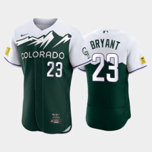 Men's Colorado Rockies #23 Kris Bryant 2022 City Connect Green Jersey