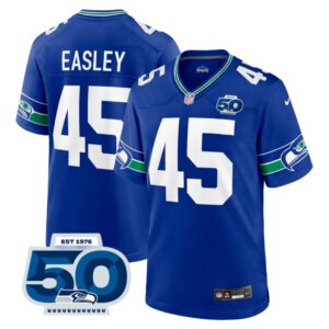Seattle Seahawks Kenny Easley #45 Royal Alternate 50th Season Game Jersey
