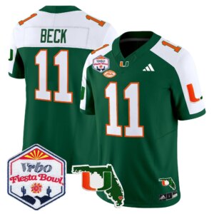Carson Beck #11 Miami Hurricanes MIA 2026 The Fiesta Bowl & Florida Patch Vapor Limited Jersey - All Stitched