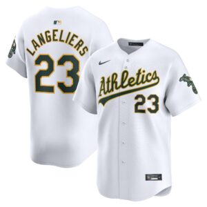 Men's Oakland Athletics #23 Shea Langeliers  White Home Limited Player Jersey