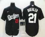 Men's Los Angeles Dodgers #21 Walker Buehler Black Stitched Cool Base  Jersey
