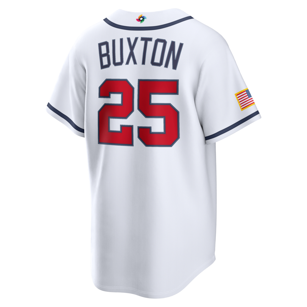 Byron Buxton #25 USA Baseball 250th Patch 2026 World Baseball Classic Home Stadium Jersey - White - Image 3