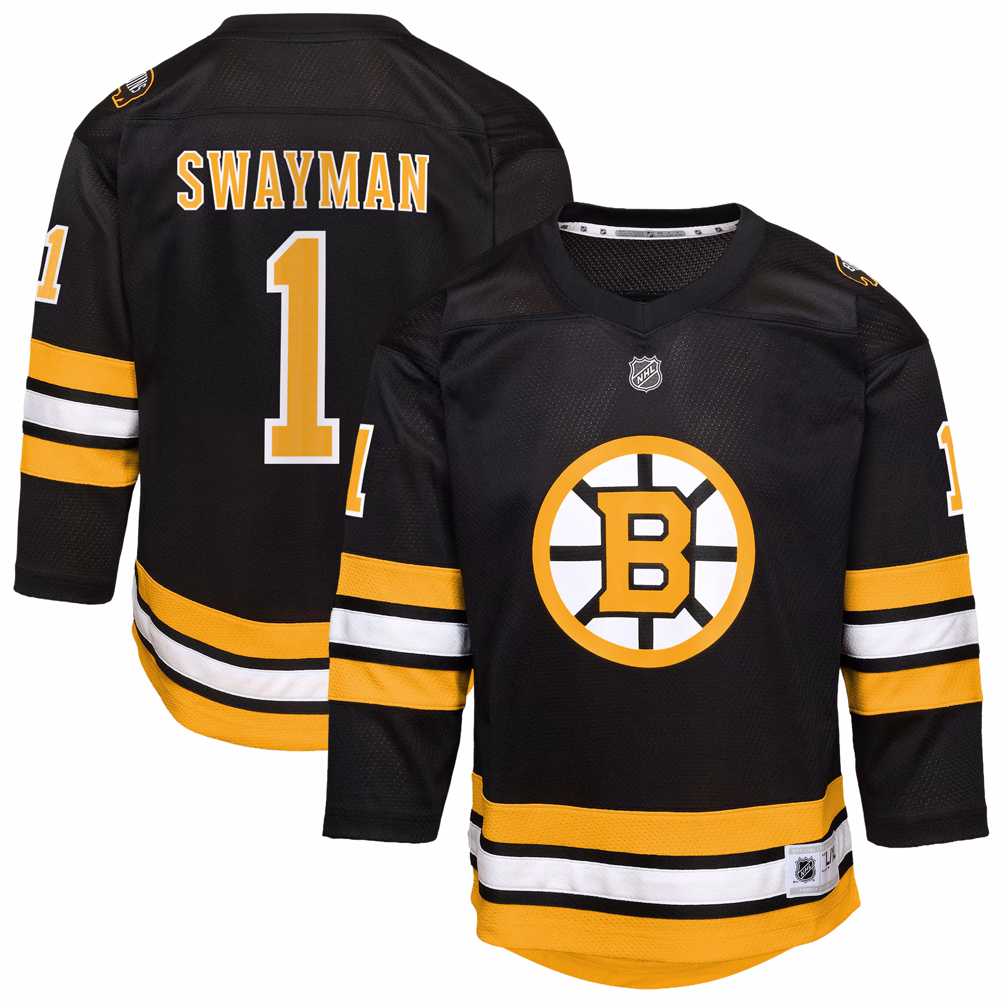 Youth Boston Bruins Jeremy Swayman #1 Outerstuff Black Home Replica Jersey