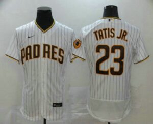 Men's San Diego Padres #23 Fernando Tatis Jr. White Pinstripe Stitched Flex Base  Jersey