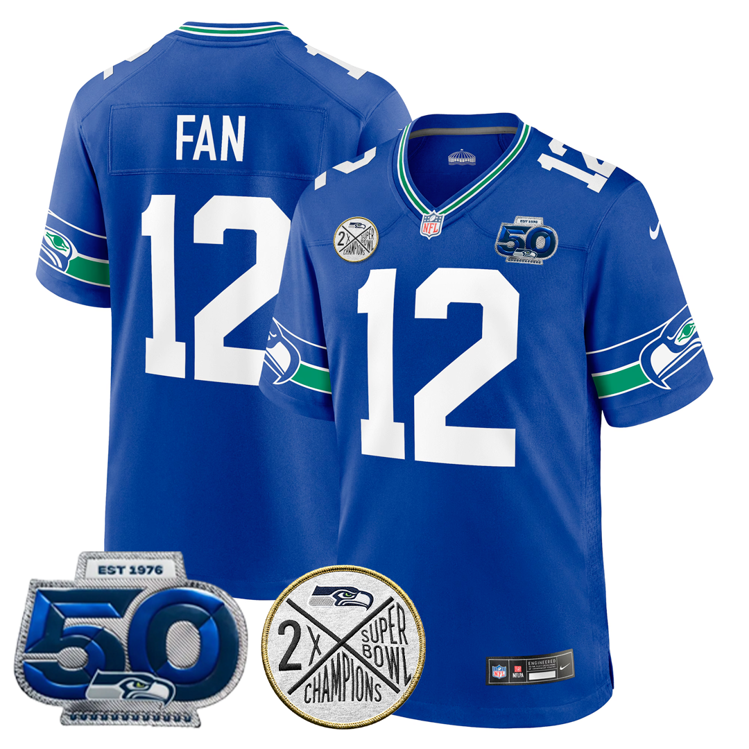 12th Fan #12 Seattle Seahawks Super Bowl 50th Patch Vapor Limited Game Jersey - All Stitched
