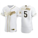 Men's Dodgers #5 Freddie Freeman White Gold  Flexbase Men Jersey