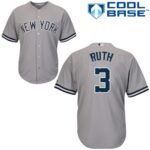 Men's New York Yankees #3 Babe Ruth Grey Majestic Road Cool Jersey