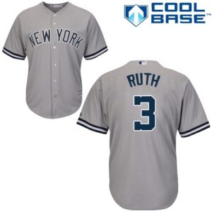 Men's New York Yankees #3 Babe Ruth Grey Majestic Road Cool Jersey