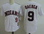 Men's Mitchell And Ness Clevel and Indians #9 Carlos Baerga White Throwback Stitched Jersey