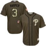 Men's Philadelphia Phillies #3 Bryce Harper Green Salute to Service Stitched Baseball Jersey