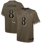 Lamar Jackson Baltimore Ravens  Youth 2022 Salute To Service Player Limited Jersey - Olive